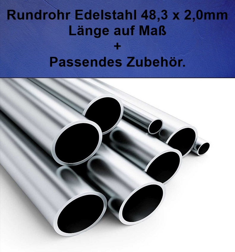 Vorschau: Rundrohr 48,3 x 2,0 mm Edelstahl Länge auf Maß