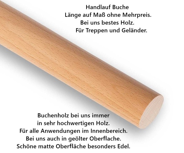 Handlauf aus Buche lackiert.